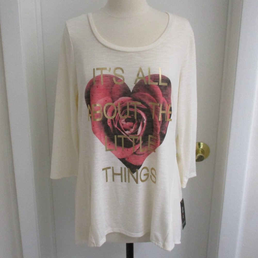 Style & Co. Ivory 3/4 Sleeve Tunic Top - Picture 5 of 8